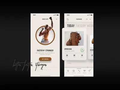 Boxing Fitness App UI app app design branding cards ui design elegant front end graphicdesign productdesign ui ux