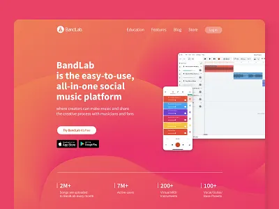 BandLab Landing page redesign abstract branding landing page landing page design minimal redesign ui