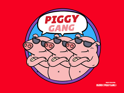 PIGGY GANG art cartoon character design emote icon illustration illustrator logo minimal pig piggy gang