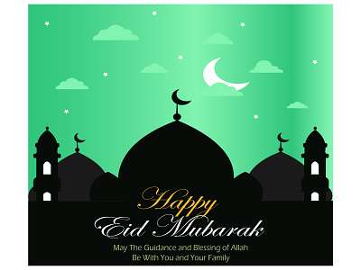 Happy Eid Mubarak 2d background design flat flat design flat illustration illustration islam islamic islamic design masjid poster poster design simple illustration