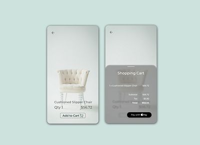 Daily UI 058 apple pay clean daily ui daily ui 058 daily ui 58 dailyuichallenge figma figmadesign frosted glass furniture minimal shopping cart shopping cart design shopping cart ui simple ui uiux user experience userinterface ux