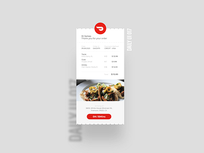 Daily UI 017 door dash food payment receipt tacos