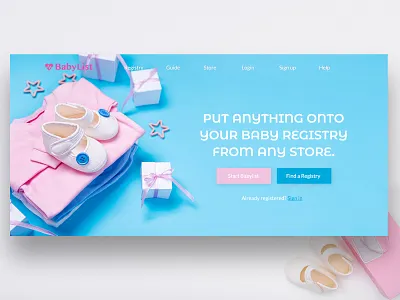 Baby care website Design blue website flat design flat layouts login screen website design