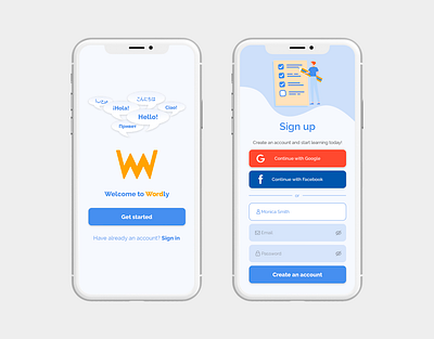 Language learning app - Splash and Sign up screens input field language app language learning learning app logo mobile app mobile app design mobile design mobile ui product design sign up sign up screen splash screen ui ui design uiux user experience user interface ux ux design