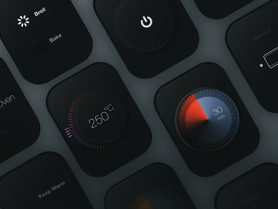 Decker Oven UI elements card dial minimal product temperature ui