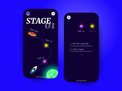 👨‍🚀Journey App 👩‍🚀 app clean dark identity illustration illustrator ios14 product task todo ui