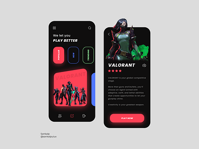 Online Gaming app app design figma game design gamestore gaming gaming app ui uidesign uidesigns uitrends uiux uiux designer uiuxdesign uiuxdesigner ux valorant