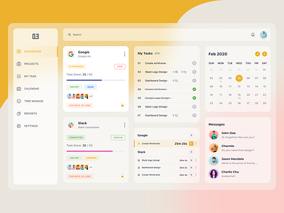 Project Management Dashboard calendar design project project management task task management ui web