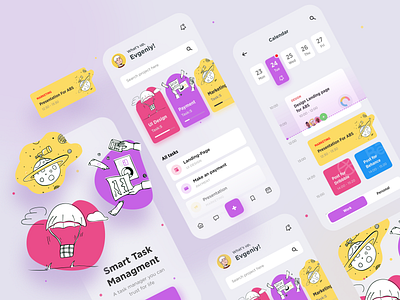 Task managment app | 2 2020 trend android app app design application clean clean ui illustration ios minimal mobile mobile app purple task typography ui uidesign uiux ux