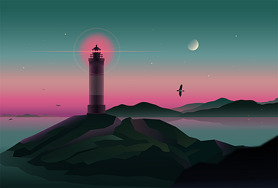 the sea landscape lighthouse sea sunset