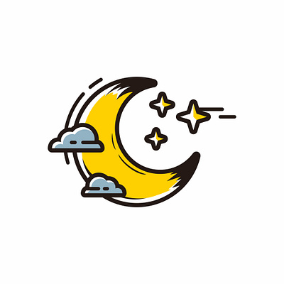 half moon with grey cloud and stars cartoon style vector astrology astronomy background black blue bright crescent dark half light lunar moon moonlight nature night planet science sky space white
