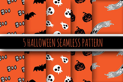 Halloween seamless pattern set. bat boo design doodle ghost halloween pattern seamless skull skullpattern vector