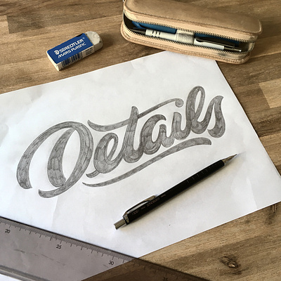 Details flourishes lettering script sketch