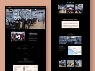 The Flickk Salon Website Design adobexd dark ui interface minimal onepage ui uidesign uiux userinterface ux webdesign