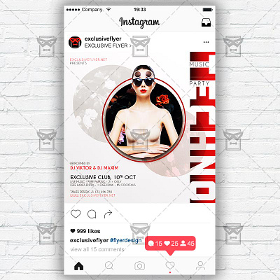 Techno Music Party - Instagram Post and Stories PSD Template flyer psd flyer techno techno techno club party techno flyer techno flyer design techno music techno night techno party