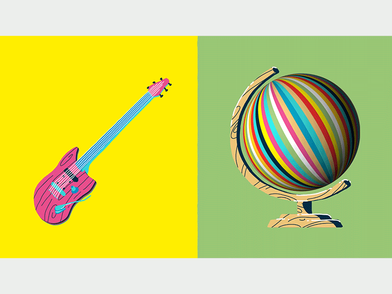 Altroconsumo/KIDS 04 aftereffects circular economy explainer video guitar illustration motion motion design photoshop planet recycle skate skateboard