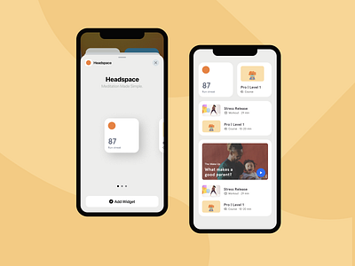 Headspace Widgets II app apple figma ios14 iphone meditation minimal mockup prototype react react native ui widgets