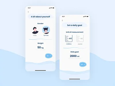 Water Tracker Progressive Onboarding Design app design blue palette figma figmadesign forgot password login onboarding onboarding design onboarding ui progressive onboarding signup uidesign uxdesign water consumption water intake