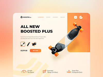 Web Design - Boosted board electric header landingpage minimal modern product product page skateboard web webdesign website