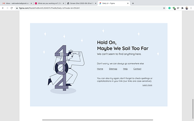 404 Error Page - Daily UI 08 404 404 errror 404page copy daily ui dailyui design illustration minimal ui