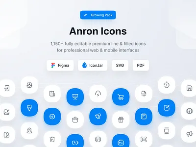 Anron Icons: 1150+ Editable Icons for Figma & IconJar app design figma filled icon iconjar iconography icons iconset line mobile pack ui ux web