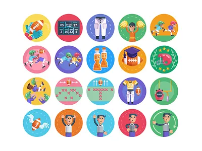 American football Icons american football coloured icons design flat icons football icon icons icons pack sports sports icon sportwear vector vectors