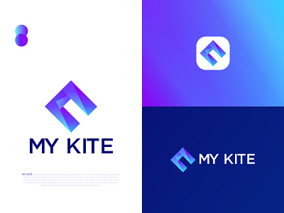 MY KITE abstract logo app app icon app icon design brand identity branding branding design creative logo design etc. flat gradient logo icon kite logo minimal minimalist logo modern design modern logo unique logo