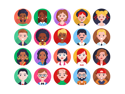 Avatar Icons avatar avatar design avatar icons avatars coloured icons design flat icons icon icons icons pack vector vectors