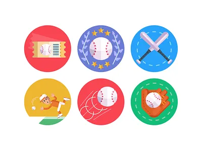 Baseball Icons baseball baseball bat baseball cap baseball card baseball hat baseball icons coloured icons flat icons icon icons icons pack vector vectors