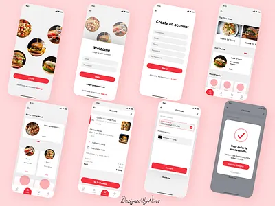 preview UI KIT food order adobe xd app design flat food food order minimal ui ui kit uidesign uiux ux