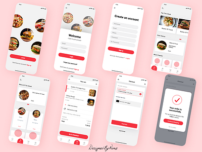 preview UI KIT food order adobe xd app design flat food food order minimal ui ui kit uidesign uiux ux