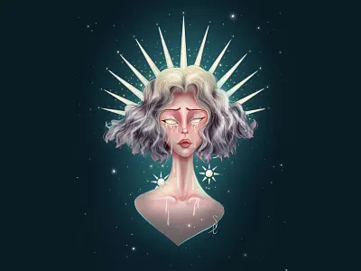 Crying princess 2d art art artist artwork crying drawing fairy girl illustration portrait princess procreate