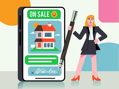 Realtor assistance character design design emoji flat graphic house illustration ilustracion modern new house pen realtor realtor flyer realtors sales sales woman sign signature vector woman