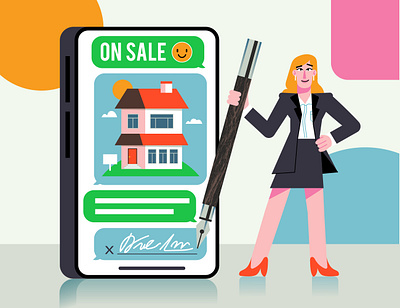 Realtor assistance character design design emoji flat graphic house illustration ilustracion modern new house pen realtor realtor flyer realtors sales sales woman sign signature vector woman