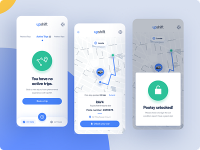 Upshift - Mobile app unlock app car carsharing dashboard design map tonik ui user interface ux