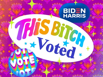 This Bitch Voted advertising design digital illustration election illustration pattern design politics sticker vote voting