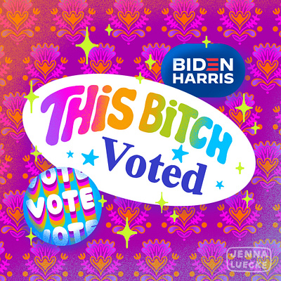 This Bitch Voted advertising design digital illustration election illustration pattern design politics sticker vote voting