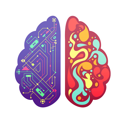 Brain with Tech background creative creativity design art designer desktop graphicdesign illustration ui vector