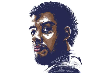Chadwick Boseman art chadwick boseman digital art digital illustration illustration likeness limited color palette limited colors limited colour palette limited colours portrait stylised
