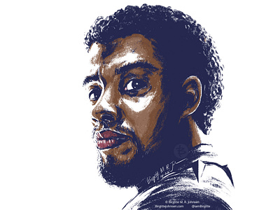 Chadwick Boseman art chadwick boseman digital art digital illustration illustration likeness limited color palette limited colors limited colour palette limited colours portrait stylised