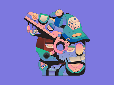 Spaceship abstract apocalypse character characterdesign face gradient hat illustration illustrator shoe