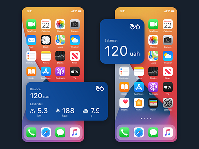 BikeNOW iOS14 Widget Concept app apple application balance calories concept destination ios ios app design ios14 ui ui design ux ux design widget widgets