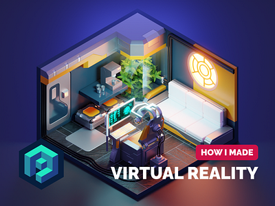 VR Room Tutorial 3d blender cyberpunk diorama illustration isometric lowpoly room scifi tutorial vr