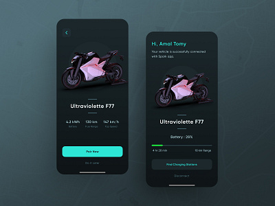 Spark - vehicle & connected screen app app design booking app charging stations dark mode dark ui design electric india electric mobility electric station electric vehicle ev app figma india interface mobile app mobility ui design uiux