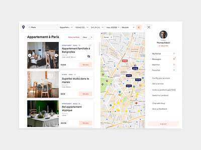 Pinql listing map view agency airbnb application design estate listing map menu minimal real estate real estate ui ui ux web webflow webflow agency website