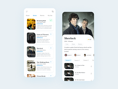 Online TV Series and Movie App app art cinema clean concept design first mobile app mobile ui movie search series tv series tv shows ui ui design ui ux uidesign ux design watch