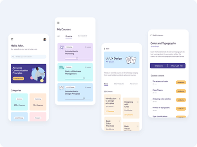 Bloom- Online Learning Platform courses education educational app learning platform lessons mobile mobile app design mobile application mobile ui online courses online learning online platform uiux