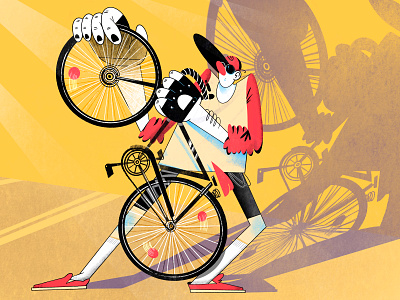 Bike guy bike by hand bycicle color composition cycle digital guy illustration ipadpro people procreate raster shadow sketch