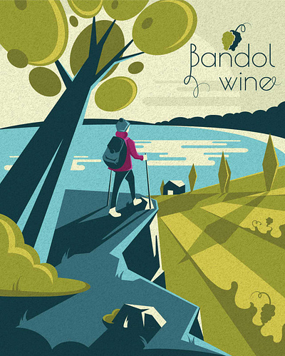 Bandol wine bandol branding flat illustration illustrator landing page landscape minimal productdesign simple design vector