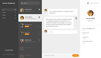 Exam Proctor Dashboard App app chat clean concept exam interface message app proctor ui web